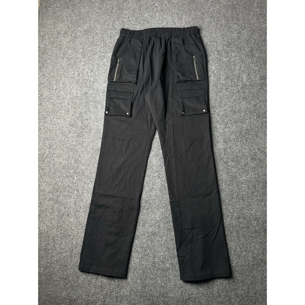 Mens Cargo 2021 FDR Black Cotton Pants Zip Pocket Elastic Waist, Size XL